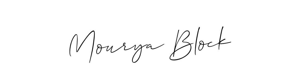 Create a beautiful signature design for name Mourya Block. With this signature (Allison_Script) fonts, you can make a handwritten signature for free. Mourya Block signature style 2 images and pictures png