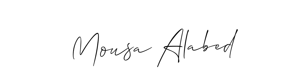 The best way (Allison_Script) to make a short signature is to pick only two or three words in your name. The name Mousa Alabed include a total of six letters. For converting this name. Mousa Alabed signature style 2 images and pictures png