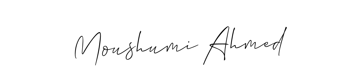 How to make Moushumi Ahmed name signature. Use Allison_Script style for creating short signs online. This is the latest handwritten sign. Moushumi Ahmed signature style 2 images and pictures png