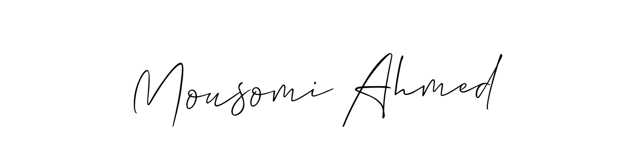 Make a short Mousomi Ahmed signature style. Manage your documents anywhere anytime using Allison_Script. Create and add eSignatures, submit forms, share and send files easily. Mousomi Ahmed signature style 2 images and pictures png