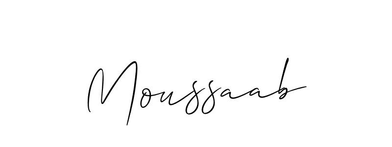 The best way (Allison_Script) to make a short signature is to pick only two or three words in your name. The name Moussaab include a total of six letters. For converting this name. Moussaab signature style 2 images and pictures png