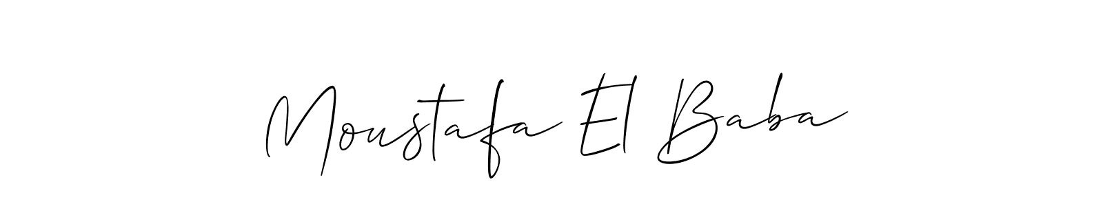 if you are searching for the best signature style for your name Moustafa El Baba. so please give up your signature search. here we have designed multiple signature styles  using Allison_Script. Moustafa El Baba signature style 2 images and pictures png