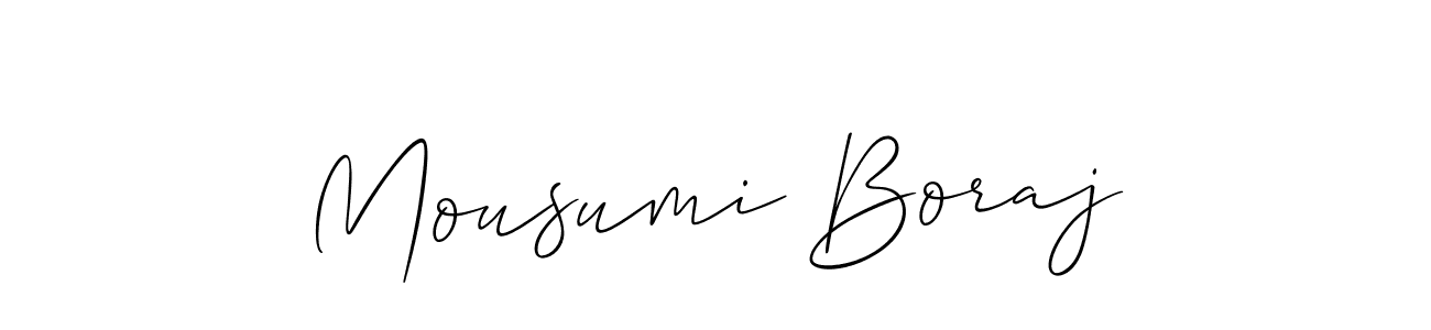 How to make Mousumi Boraj name signature. Use Allison_Script style for creating short signs online. This is the latest handwritten sign. Mousumi Boraj signature style 2 images and pictures png