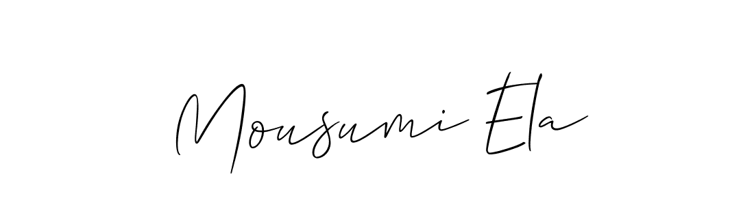 Allison_Script is a professional signature style that is perfect for those who want to add a touch of class to their signature. It is also a great choice for those who want to make their signature more unique. Get Mousumi Ela name to fancy signature for free. Mousumi Ela signature style 2 images and pictures png