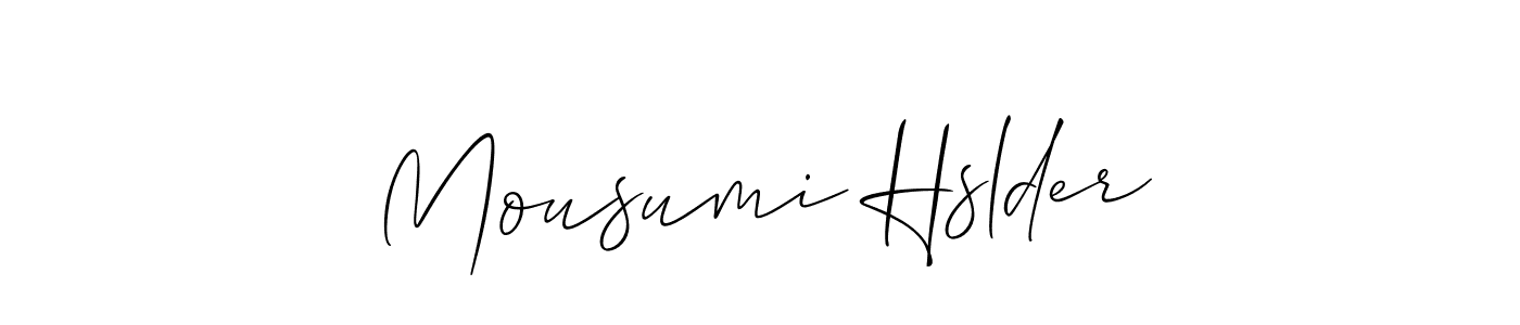 It looks lik you need a new signature style for name Mousumi Hslder. Design unique handwritten (Allison_Script) signature with our free signature maker in just a few clicks. Mousumi Hslder signature style 2 images and pictures png