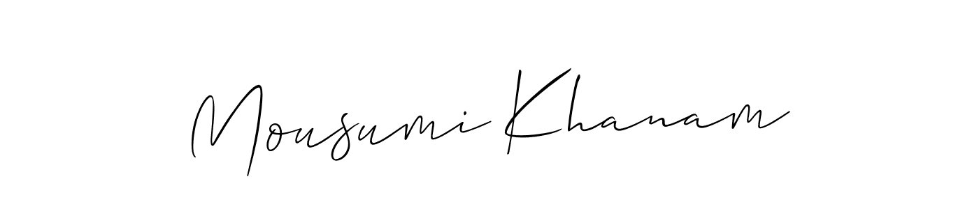 It looks lik you need a new signature style for name Mousumi Khanam. Design unique handwritten (Allison_Script) signature with our free signature maker in just a few clicks. Mousumi Khanam signature style 2 images and pictures png