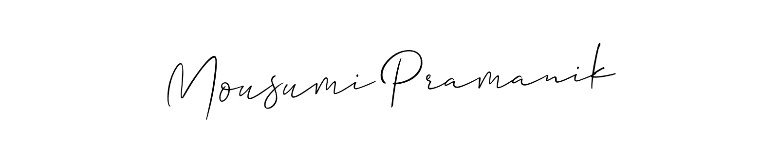 The best way (Allison_Script) to make a short signature is to pick only two or three words in your name. The name Mousumi Pramanik include a total of six letters. For converting this name. Mousumi Pramanik signature style 2 images and pictures png