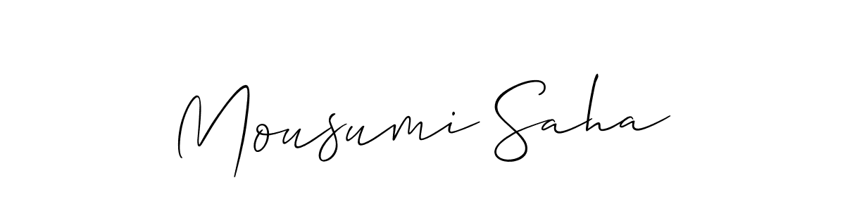 The best way (Allison_Script) to make a short signature is to pick only two or three words in your name. The name Mousumi Saha include a total of six letters. For converting this name. Mousumi Saha signature style 2 images and pictures png