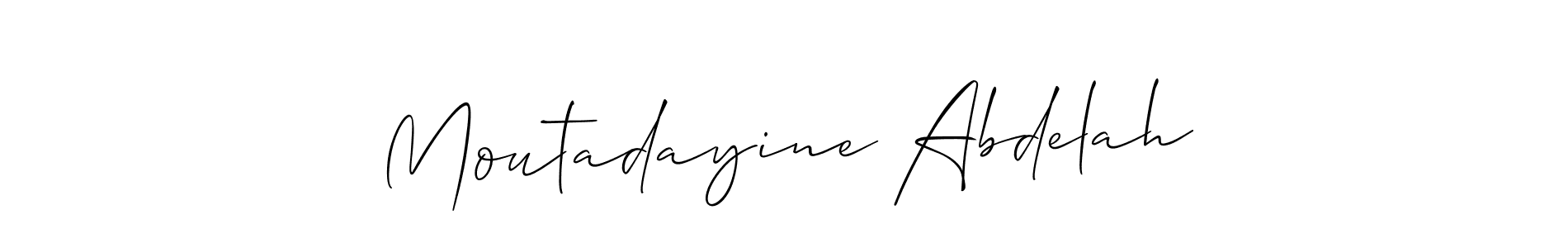 Create a beautiful signature design for name Moutadayine Abdelah. With this signature (Allison_Script) fonts, you can make a handwritten signature for free. Moutadayine Abdelah signature style 2 images and pictures png