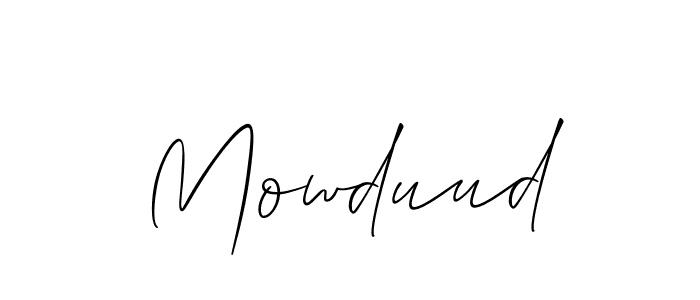 Use a signature maker to create a handwritten signature online. With this signature software, you can design (Allison_Script) your own signature for name Mowduud. Mowduud signature style 2 images and pictures png