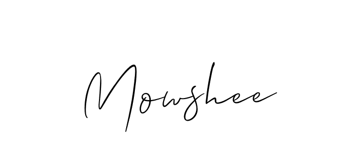 It looks lik you need a new signature style for name Mowshee. Design unique handwritten (Allison_Script) signature with our free signature maker in just a few clicks. Mowshee signature style 2 images and pictures png