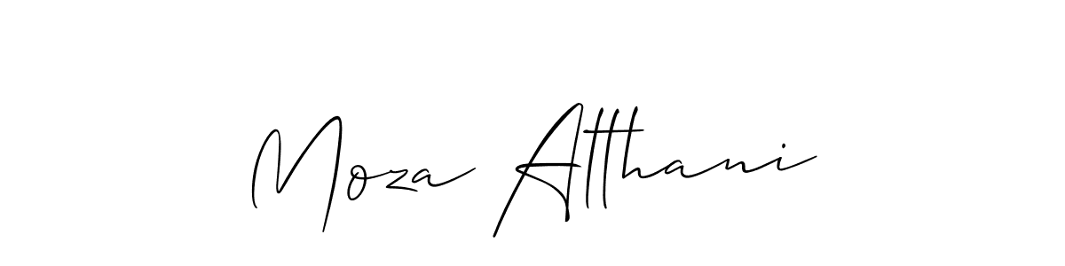 Create a beautiful signature design for name Moza Althani. With this signature (Allison_Script) fonts, you can make a handwritten signature for free. Moza Althani signature style 2 images and pictures png