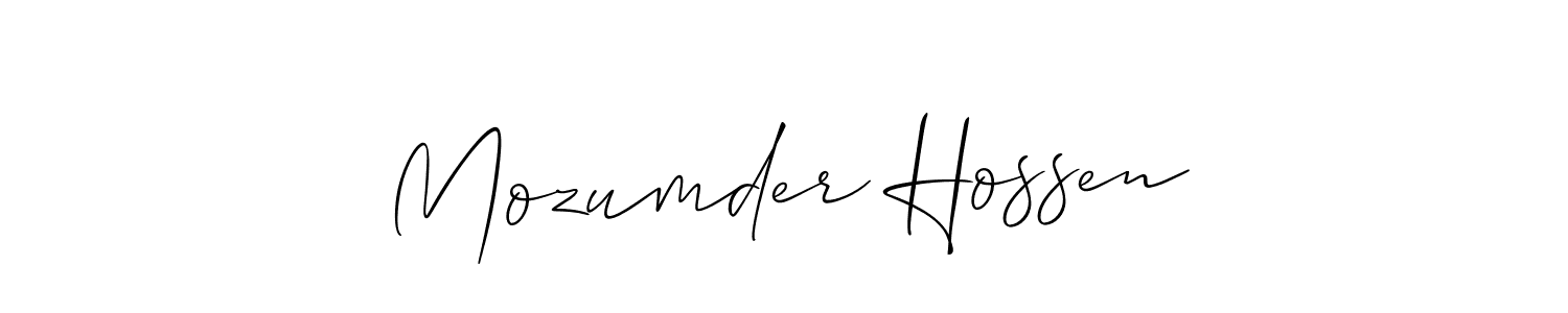 Also we have Mozumder Hossen name is the best signature style. Create professional handwritten signature collection using Allison_Script autograph style. Mozumder Hossen signature style 2 images and pictures png