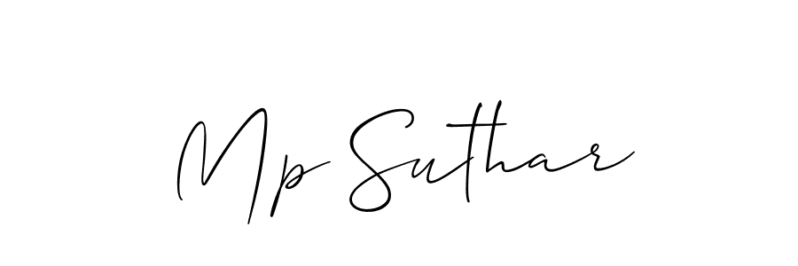 Create a beautiful signature design for name Mp Suthar. With this signature (Allison_Script) fonts, you can make a handwritten signature for free. Mp Suthar signature style 2 images and pictures png