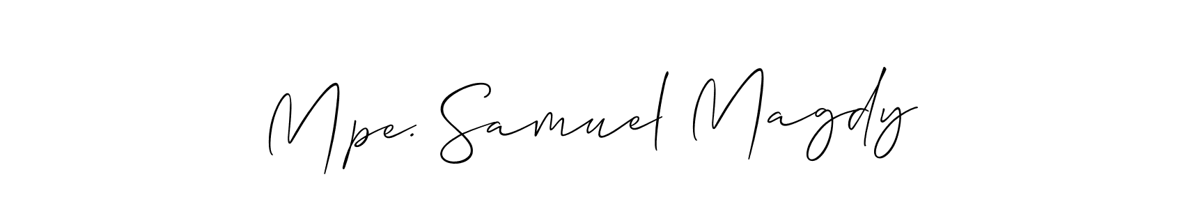if you are searching for the best signature style for your name Mpe. Samuel Magdy. so please give up your signature search. here we have designed multiple signature styles  using Allison_Script. Mpe. Samuel Magdy signature style 2 images and pictures png