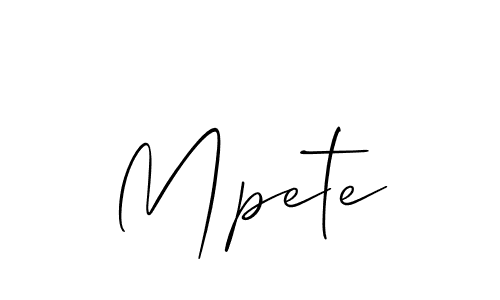 Use a signature maker to create a handwritten signature online. With this signature software, you can design (Allison_Script) your own signature for name Mpete. Mpete signature style 2 images and pictures png