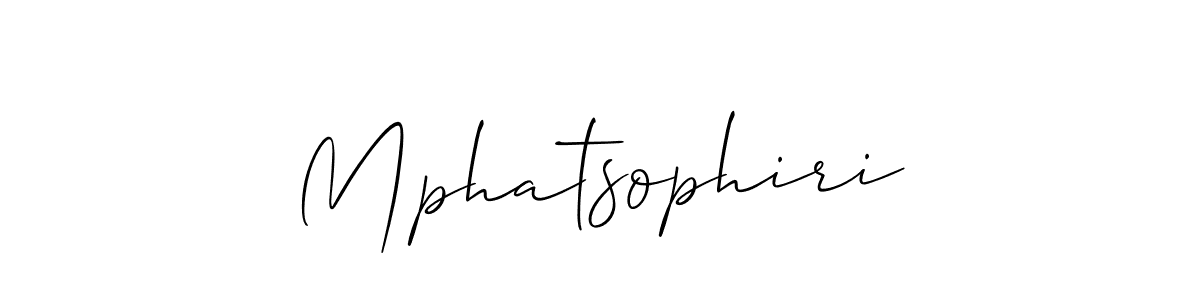 Make a beautiful signature design for name Mphatsophiri. With this signature (Allison_Script) style, you can create a handwritten signature for free. Mphatsophiri signature style 2 images and pictures png