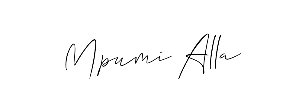 Create a beautiful signature design for name Mpumi Alla. With this signature (Allison_Script) fonts, you can make a handwritten signature for free. Mpumi Alla signature style 2 images and pictures png