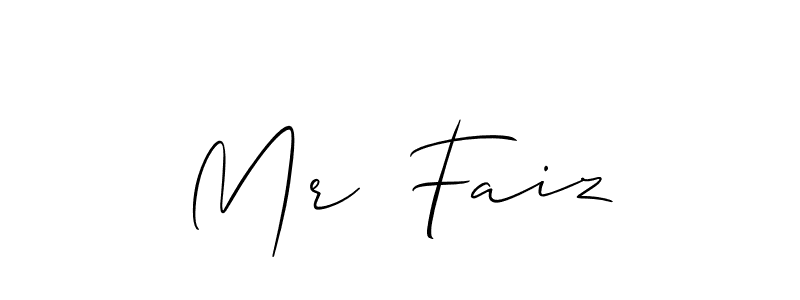 The best way (Allison_Script) to make a short signature is to pick only two or three words in your name. The name Mr  Faiz include a total of six letters. For converting this name. Mr  Faiz signature style 2 images and pictures png