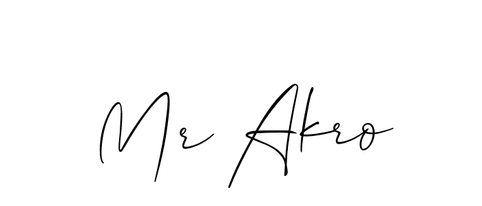 Use a signature maker to create a handwritten signature online. With this signature software, you can design (Allison_Script) your own signature for name Mr Akro. Mr Akro signature style 2 images and pictures png