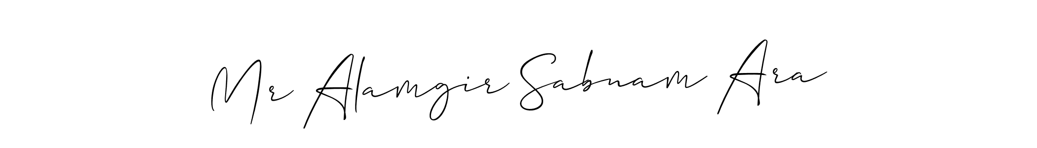 It looks lik you need a new signature style for name Mr Alamgir Sabnam Ara. Design unique handwritten (Allison_Script) signature with our free signature maker in just a few clicks. Mr Alamgir Sabnam Ara signature style 2 images and pictures png