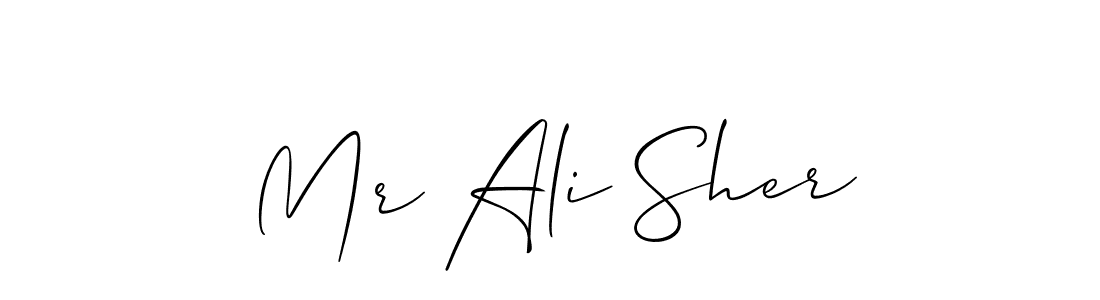 Make a beautiful signature design for name Mr Ali Sher. With this signature (Allison_Script) style, you can create a handwritten signature for free. Mr Ali Sher signature style 2 images and pictures png