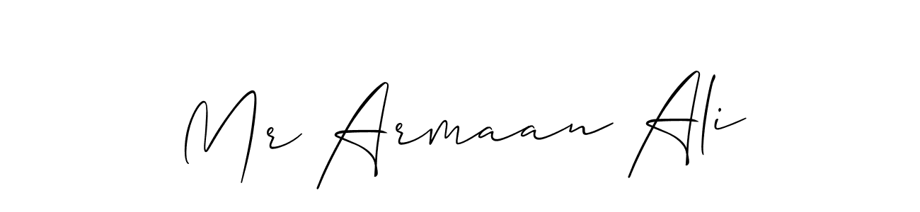 How to make Mr Armaan Ali name signature. Use Allison_Script style for creating short signs online. This is the latest handwritten sign. Mr Armaan Ali signature style 2 images and pictures png