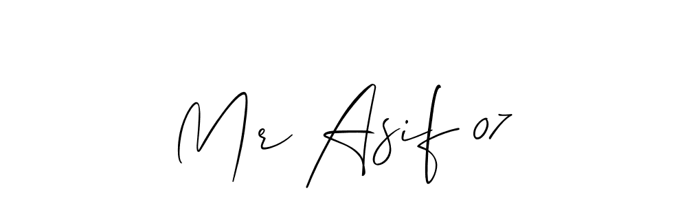 Design your own signature with our free online signature maker. With this signature software, you can create a handwritten (Allison_Script) signature for name Mr Asif 07. Mr Asif 07 signature style 2 images and pictures png