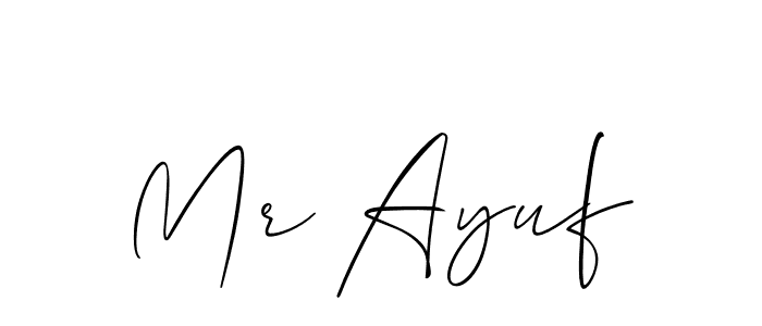 Also we have Mr Ayuf name is the best signature style. Create professional handwritten signature collection using Allison_Script autograph style. Mr Ayuf signature style 2 images and pictures png