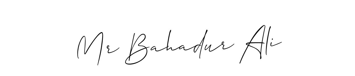 Allison_Script is a professional signature style that is perfect for those who want to add a touch of class to their signature. It is also a great choice for those who want to make their signature more unique. Get Mr Bahadur Ali name to fancy signature for free. Mr Bahadur Ali signature style 2 images and pictures png