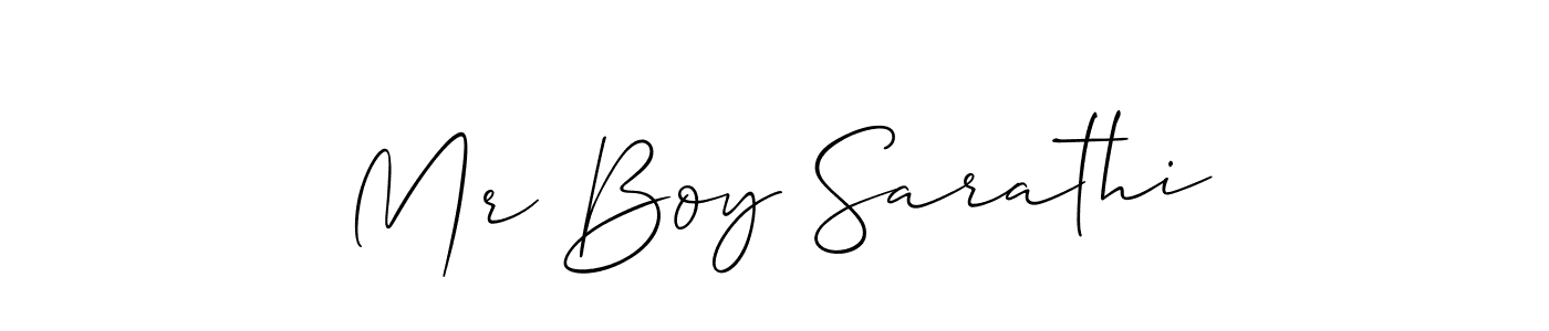 Make a beautiful signature design for name Mr Boy Sarathi. With this signature (Allison_Script) style, you can create a handwritten signature for free. Mr Boy Sarathi signature style 2 images and pictures png