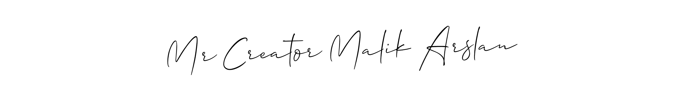 Create a beautiful signature design for name Mr Creator Malik Arslan. With this signature (Allison_Script) fonts, you can make a handwritten signature for free. Mr Creator Malik Arslan signature style 2 images and pictures png