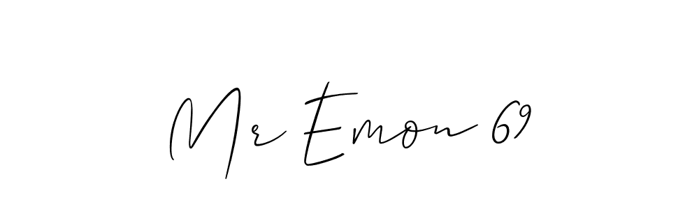 Also You can easily find your signature by using the search form. We will create Mr Emon 69 name handwritten signature images for you free of cost using Allison_Script sign style. Mr Emon 69 signature style 2 images and pictures png