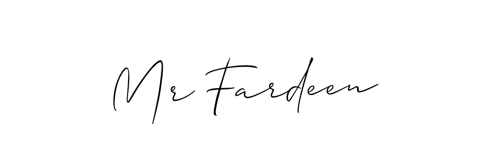 How to Draw Mr Fardeen signature style? Allison_Script is a latest design signature styles for name Mr Fardeen. Mr Fardeen signature style 2 images and pictures png