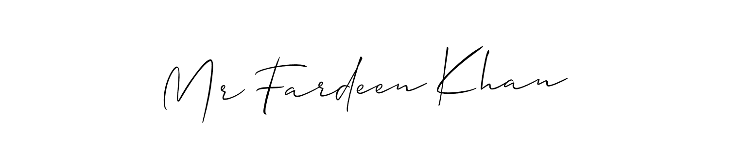 The best way (Allison_Script) to make a short signature is to pick only two or three words in your name. The name Mr Fardeen Khan include a total of six letters. For converting this name. Mr Fardeen Khan signature style 2 images and pictures png
