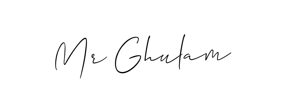 Allison_Script is a professional signature style that is perfect for those who want to add a touch of class to their signature. It is also a great choice for those who want to make their signature more unique. Get Mr Ghulam name to fancy signature for free. Mr Ghulam signature style 2 images and pictures png