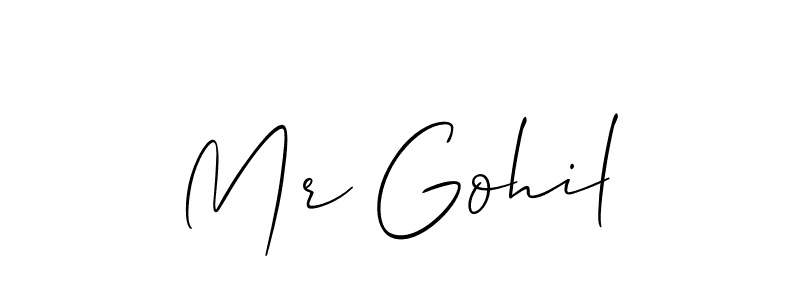 Use a signature maker to create a handwritten signature online. With this signature software, you can design (Allison_Script) your own signature for name Mr Gohil. Mr Gohil signature style 2 images and pictures png