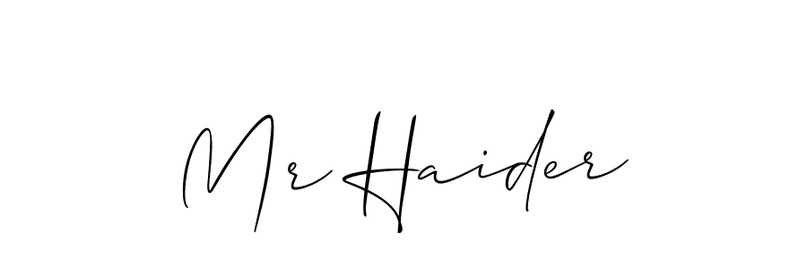 Make a beautiful signature design for name Mr Haider. With this signature (Allison_Script) style, you can create a handwritten signature for free. Mr Haider signature style 2 images and pictures png