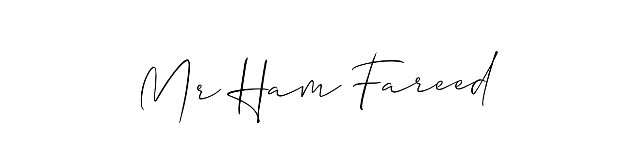 Use a signature maker to create a handwritten signature online. With this signature software, you can design (Allison_Script) your own signature for name Mr Ham Fareed. Mr Ham Fareed signature style 2 images and pictures png