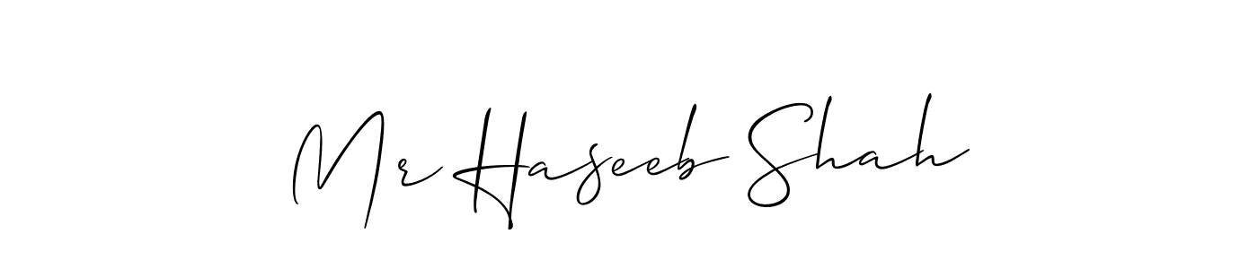 Create a beautiful signature design for name Mr Haseeb Shah. With this signature (Allison_Script) fonts, you can make a handwritten signature for free. Mr Haseeb Shah signature style 2 images and pictures png