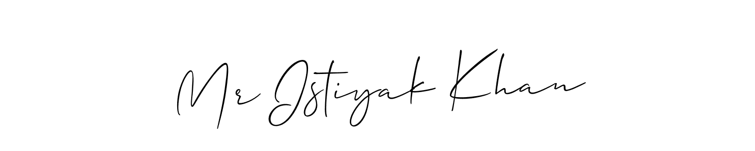 How to make Mr Istiyak Khan signature? Allison_Script is a professional autograph style. Create handwritten signature for Mr Istiyak Khan name. Mr Istiyak Khan signature style 2 images and pictures png