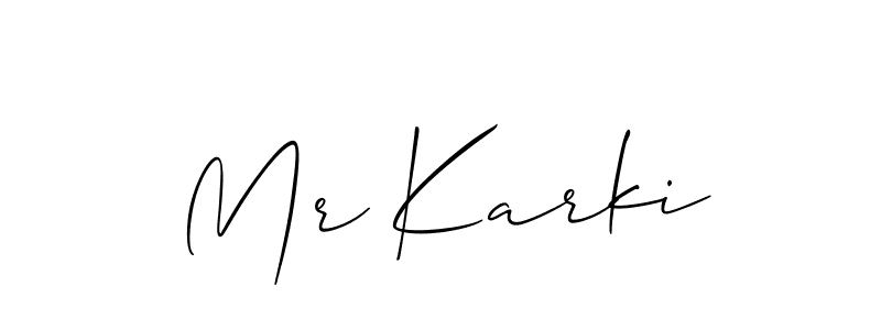 The best way (Allison_Script) to make a short signature is to pick only two or three words in your name. The name Mr Karki include a total of six letters. For converting this name. Mr Karki signature style 2 images and pictures png