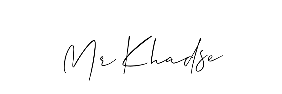 You should practise on your own different ways (Allison_Script) to write your name (Mr Khadse) in signature. don't let someone else do it for you. Mr Khadse signature style 2 images and pictures png