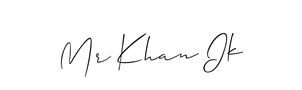 The best way (Allison_Script) to make a short signature is to pick only two or three words in your name. The name Mr Khan Ik include a total of six letters. For converting this name. Mr Khan Ik signature style 2 images and pictures png