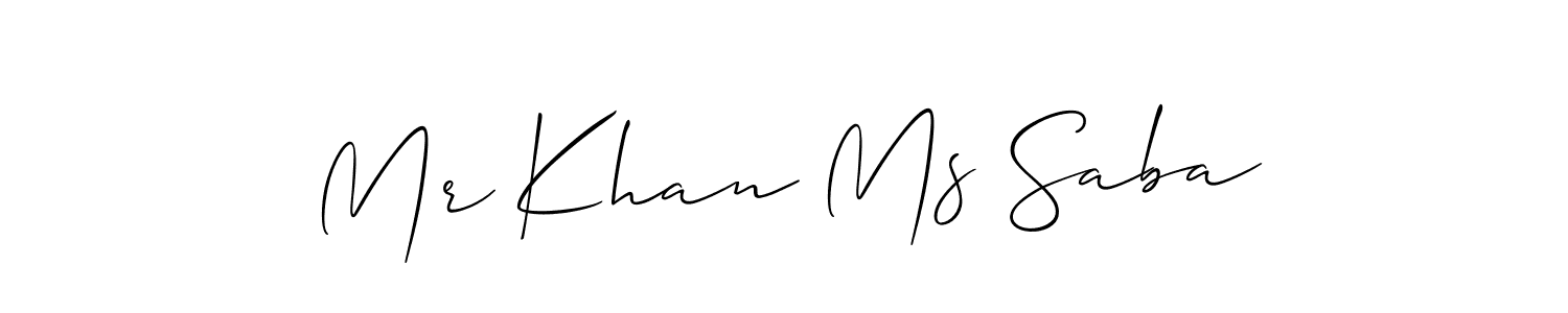 if you are searching for the best signature style for your name Mr Khan Ms Saba. so please give up your signature search. here we have designed multiple signature styles  using Allison_Script. Mr Khan Ms Saba signature style 2 images and pictures png