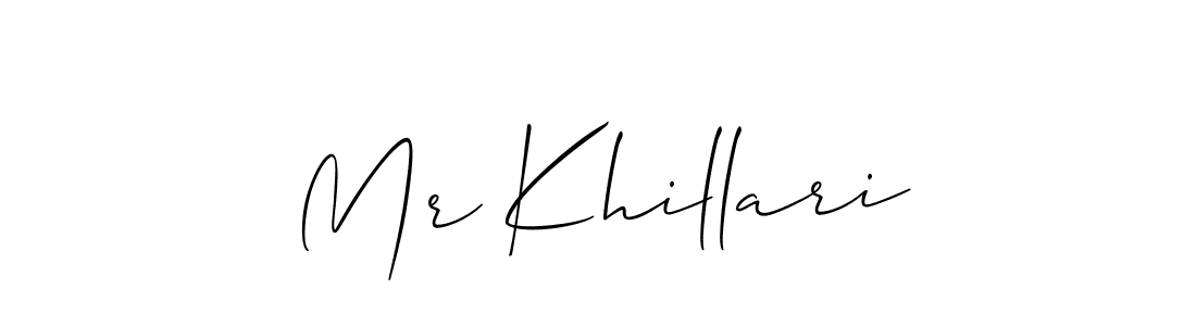 You should practise on your own different ways (Allison_Script) to write your name (Mr Khillari) in signature. don't let someone else do it for you. Mr Khillari signature style 2 images and pictures png