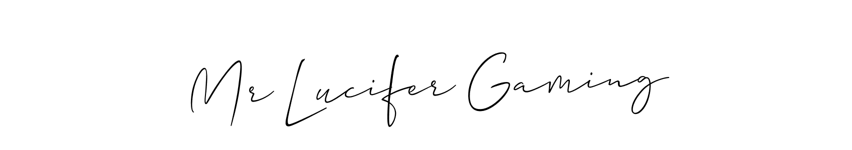 Also You can easily find your signature by using the search form. We will create Mr Lucifer Gaming name handwritten signature images for you free of cost using Allison_Script sign style. Mr Lucifer Gaming signature style 2 images and pictures png