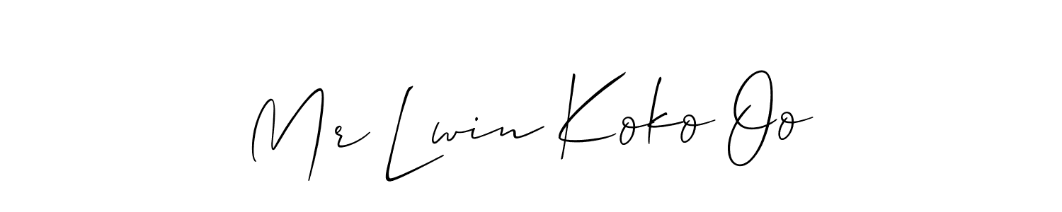 Use a signature maker to create a handwritten signature online. With this signature software, you can design (Allison_Script) your own signature for name Mr Lwin Koko Oo. Mr Lwin Koko Oo signature style 2 images and pictures png