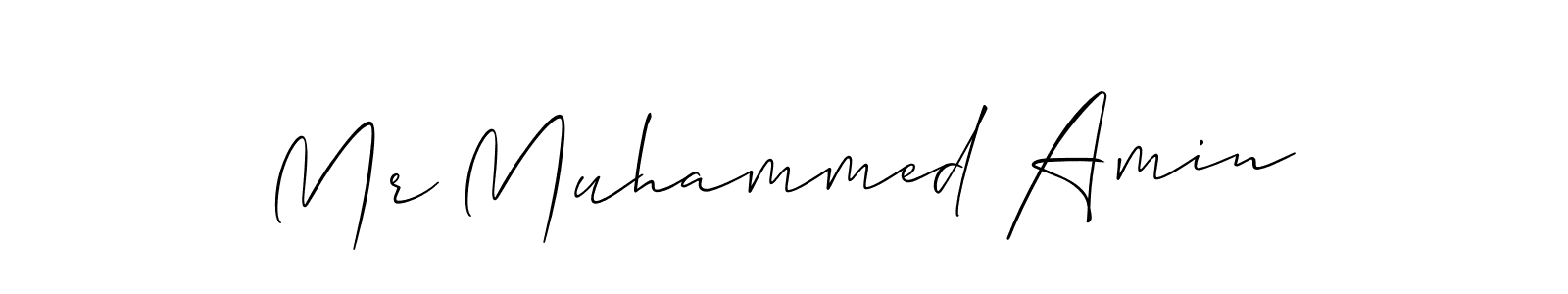 The best way (Allison_Script) to make a short signature is to pick only two or three words in your name. The name Mr Muhammed Amin include a total of six letters. For converting this name. Mr Muhammed Amin signature style 2 images and pictures png