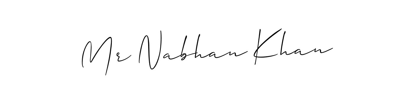 Use a signature maker to create a handwritten signature online. With this signature software, you can design (Allison_Script) your own signature for name Mr Nabhan Khan. Mr Nabhan Khan signature style 2 images and pictures png